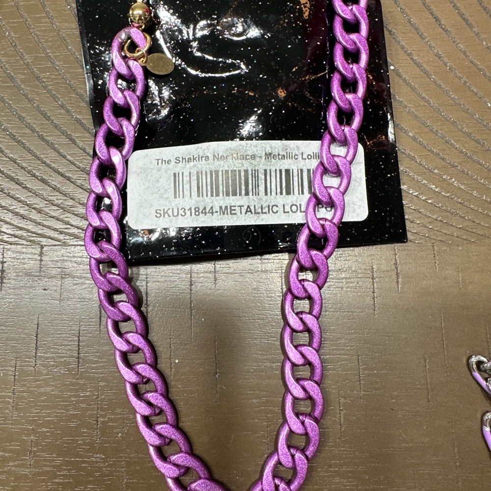 Alexa Rae Bold Metallic Purple Chain Necklace